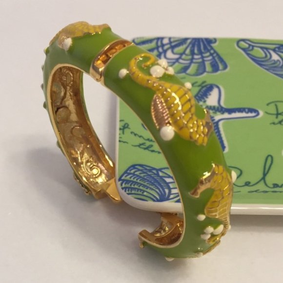 J. Crew Jewelry - J. Crew Green Enamel Seahorse Bangle Bracelet